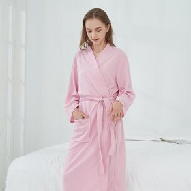 Couple Robes Sleepwear Women Men Loungewear Bathrobe (Option: Pink Waffle-M)