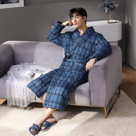 Pure Cotton Long Sleeved Autumn And Winter Thin Quilted Bathrobe Bathrobe (Option: Style8383-L)