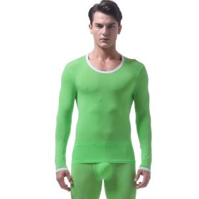 Men's Thermal Underwear Thin Autumn Coat (Option: Green-M)