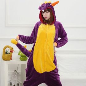 Cartoon animal conjoined pajamas (Option: XL-Purple)