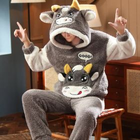 Cartoon Girl Pajamas And Home Service Suit (Option: Cute cow man-2XL)