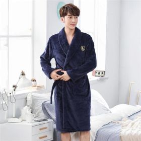Winter Flannel Lovers Robe Gown Elegant Solid Casual Sleepwe (Option: Men7-3XL)