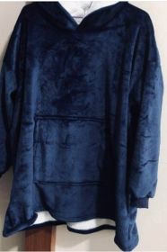 Hooded TV Blanket Outdoor Cold And Warm Night Gown (Option: Navy Blue-One size)