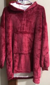 Hooded TV Blanket Outdoor Cold And Warm Night Gown (Option: Red-One Size)