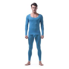 Thin Transparent Ice Silk Underwear Set (Option: Blue-M)