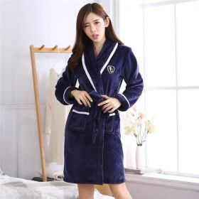 Winter Flannel Lovers Robe Gown Elegant Solid Casual Sleepwe (Option: Women2-M)