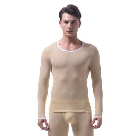 Men's Thermal Underwear Thin Autumn Coat (Option: Brown-L)