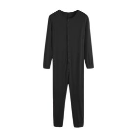 Men's Outerwear Home Jumpsuit Casual Sports Jumpsuit (Option: Black-S)