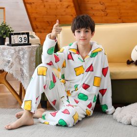 Fashion Youth Pajamas Flannel Long Sleeves (Option: Photo Color-M)