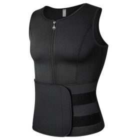 Men Sweat Vest Sauna Suit Waist Trainer Vest For Weight Loss (Option: Black-S)