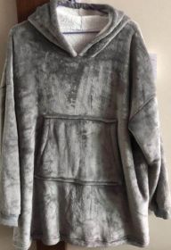 Hooded TV Blanket Outdoor Cold And Warm Night Gown (Option: Grey-One size)