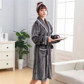 Winter Flannel Lovers Robe Gown Elegant Solid Casual Sleepwe (Option: Women1-M)
