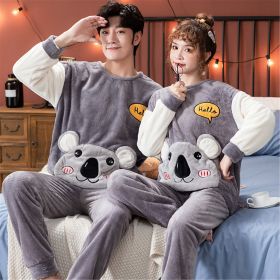 Velvet Couple Pajamas Korean Style Thickened Warmth (Option: Koala bear-Female XXL)