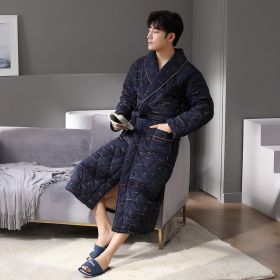 Pure Cotton Long Sleeved Autumn And Winter Thin Quilted Bathrobe Bathrobe (Option: Style8382-L)