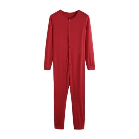 Men's Outerwear Home Jumpsuit Casual Sports Jumpsuit (Option: Red-XL)