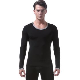 Men's Thermal Underwear Thin Autumn Coat (Option: Black-M)
