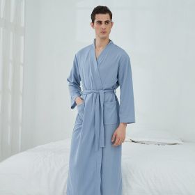 Couple Robes Sleepwear Women Men Loungewear Bathrobe (Option: Haze Blue Waffle-M)