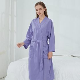 Couple Robes Sleepwear Women Men Loungewear Bathrobe (Option: Light Purple Waffle-M)