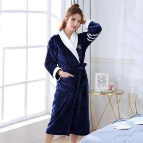 Winter Flannel Lovers Robe Gown Elegant Solid Casual Sleepwe (Option: Women3-M)
