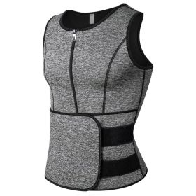 Men Sweat Vest Sauna Suit Waist Trainer Vest For Weight Loss (Option: Grey-S)