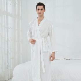 Couple Robes Sleepwear Women Men Loungewear Bathrobe (Option: White Waffle-M)