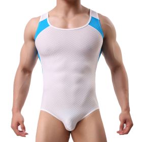 Men's Body Sculpting Nylon Sports Vest One Piece Underwear Bodysuit (Option: White-S)