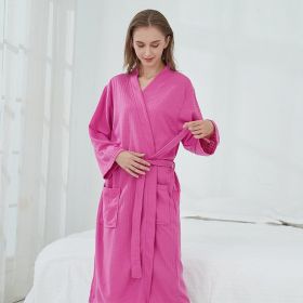 Couple Robes Sleepwear Women Men Loungewear Bathrobe (Option: Rose Red Waffle-M)