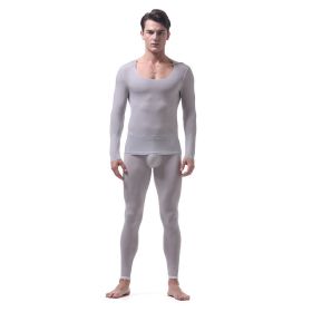 Thin Transparent Ice Silk Underwear Set (Option: Grey-M)