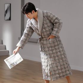 Pure Cotton Long Sleeved Autumn And Winter Thin Quilted Bathrobe Bathrobe (Option: Style8385-L)