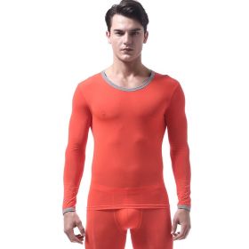 Men's Thermal Underwear Thin Autumn Coat (Option: Orange-XL)