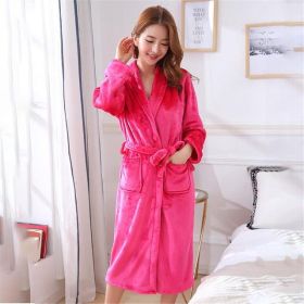 Winter Flannel Lovers Robe Gown Elegant Solid Casual Sleepwe (Option: Women5-M)