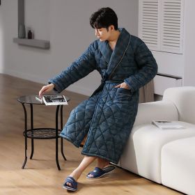 Pure Cotton Long Sleeved Autumn And Winter Thin Quilted Bathrobe Bathrobe (Option: Style8391-L)