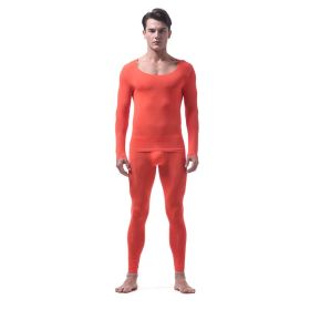 Thin Transparent Ice Silk Underwear Set (Option: Orange-M)