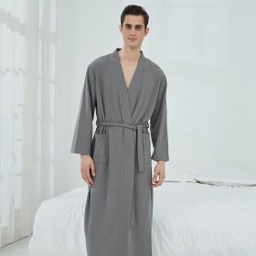 Couple Robes Sleepwear Women Men Loungewear Bathrobe (Option: Grey Waffle-M)